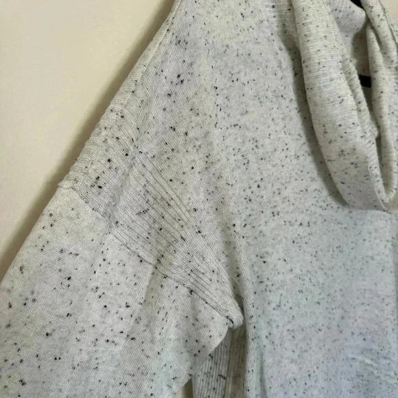 Verve Ami Cowl Neck Sweater with Rib Detail in Ivory with Black Flecks Size 1X - Picture 2 of 8